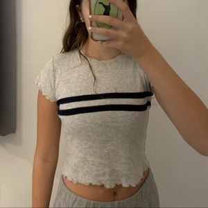 JOHN GALT/BRANDY MELVILLE Black Stripe Ruffle top